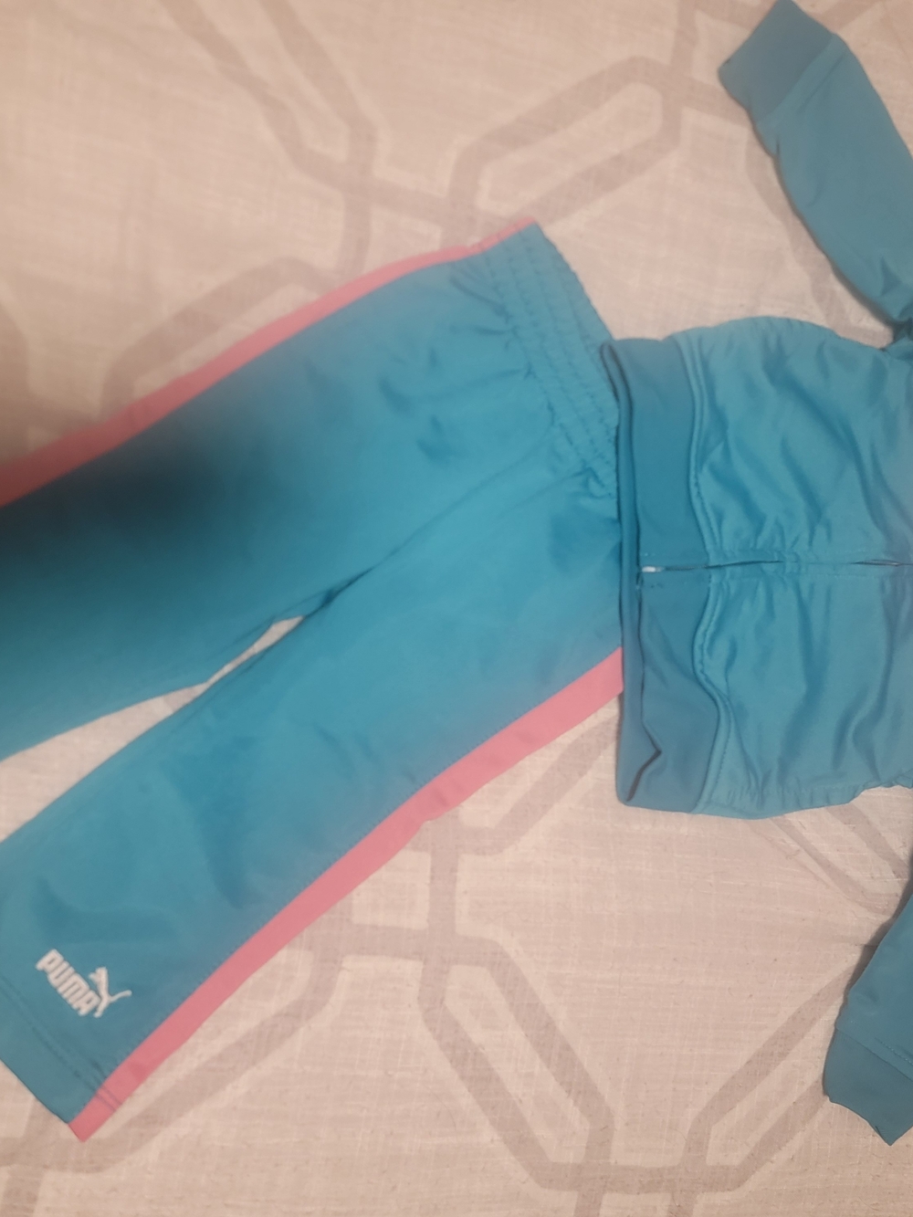 Puma Teal Joggers with Pink Side Stripe